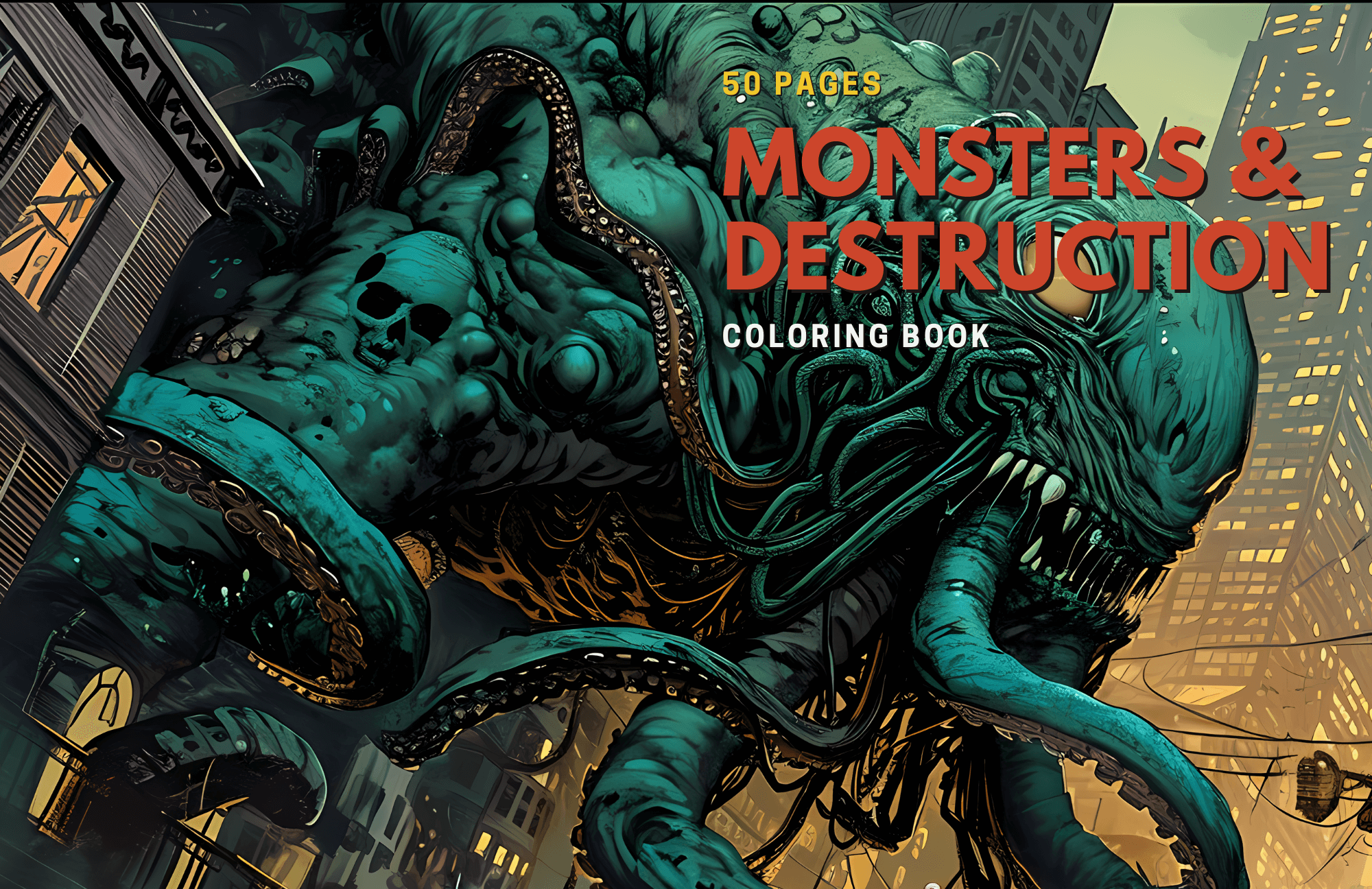 50 Monsters of Destruction Coloring Book