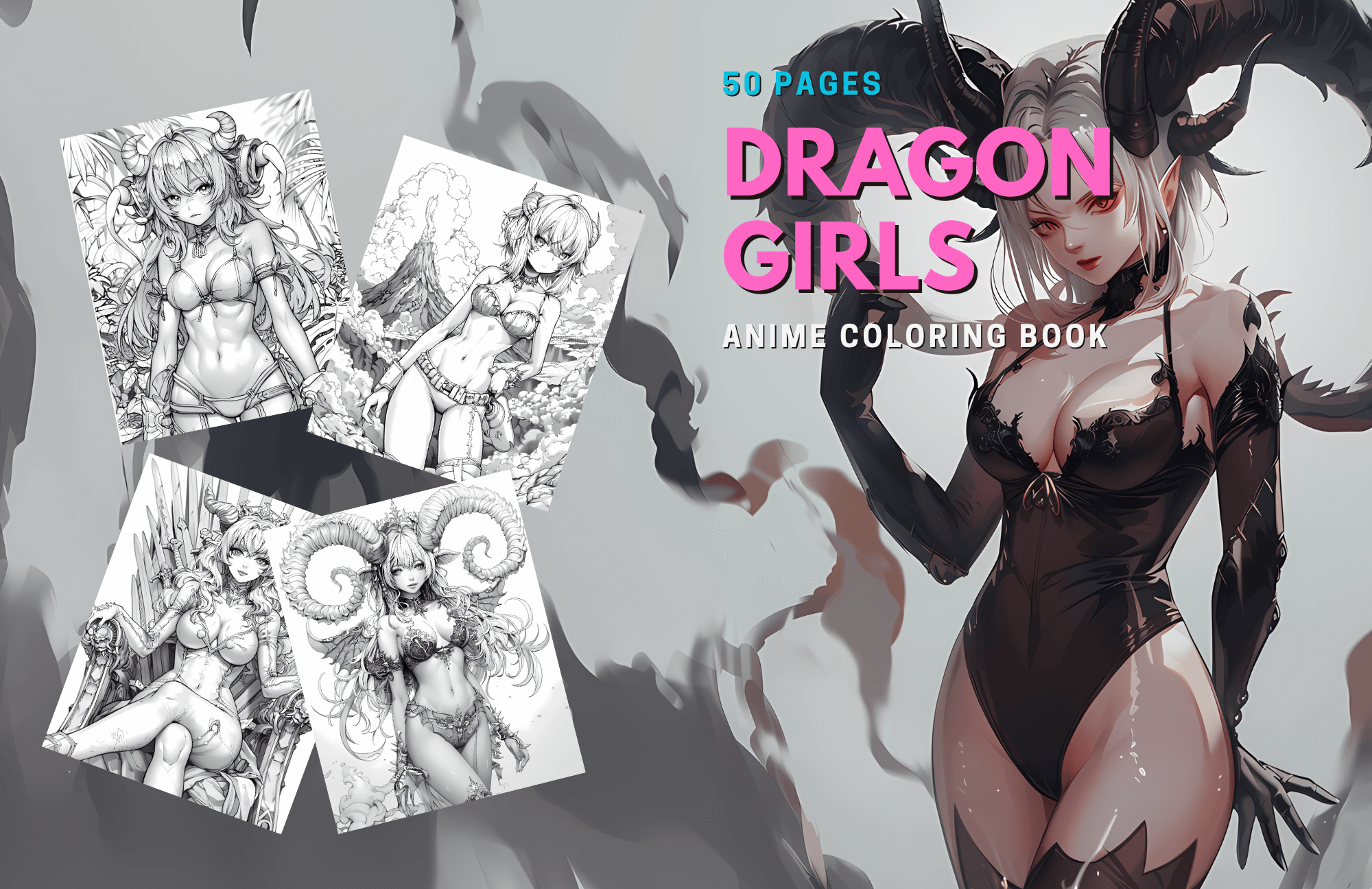 Dragon Girls Anime Coloring Book